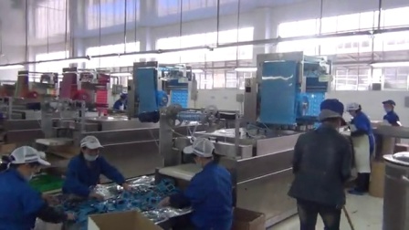 康贝特食品包装机械的全自动拉伸包装机：豆制品面筋包装现场使用