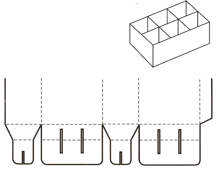 间壁封底式结构包装盒设计图